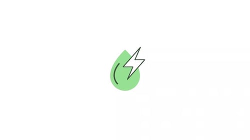 Animated Water Drop and Lightning Bolt Flat Icon