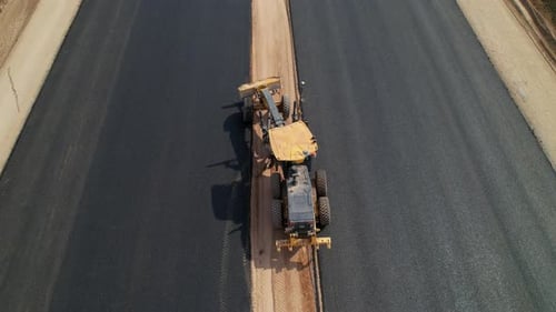 Vue de dessus de la niveleuse pour la construction de routes
