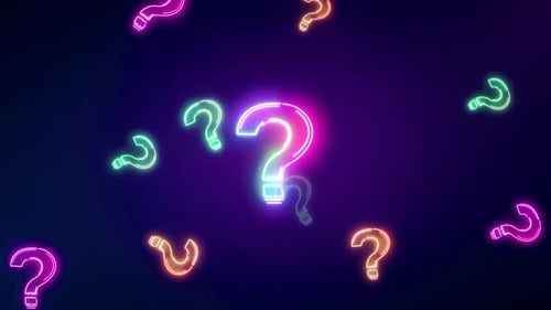 Neon Question Marks Looping Animation Background