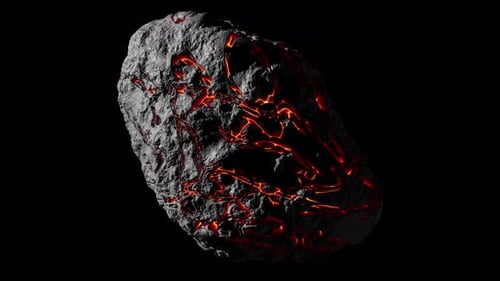 Animation 3D en boucle de la rotation d'un astéroïde extraterrestre. Canal Alpha.