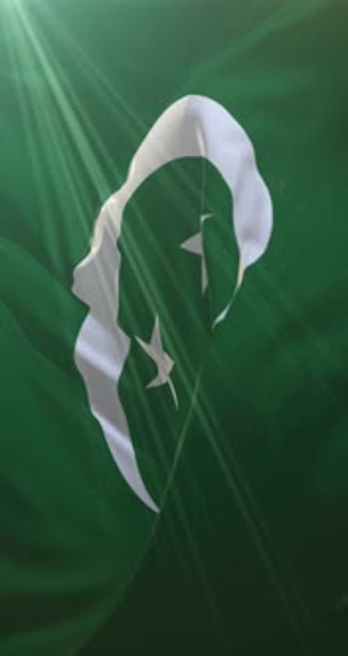 Animated Islamic Symbol with Waving Crescent Moon and Stars