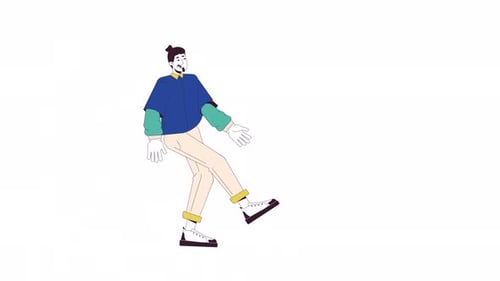 Animated Flat Design Character Falling Down with Microphone