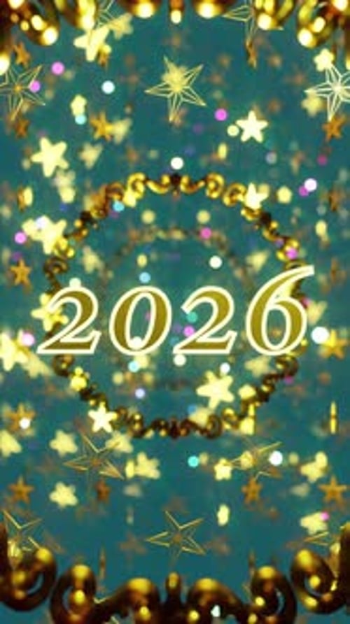 Golden Stars 2026 New Year's Eve Celebration Vertical Background