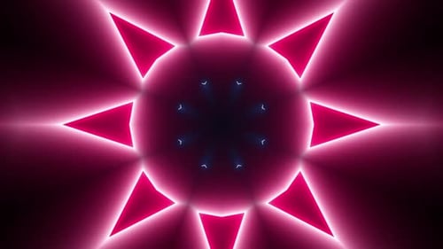 Animated Neon Glowing Geometric Star Kaleidoscope Background