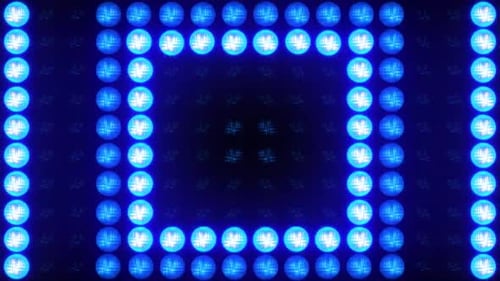 Animated Blue Geometric Light Wall Square Loop