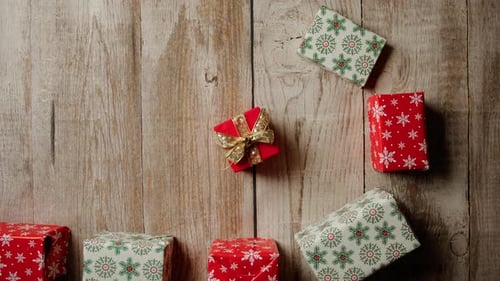 Moving Composition of Christmas Gifts Stop Motion