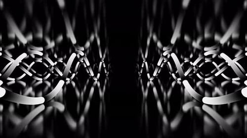 Black and White Neon Glow Tubes in Tunnel with Reflections Loop Animation