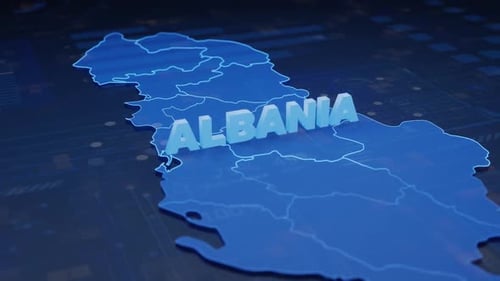 Futuristic Albania Map 3D Title Animation