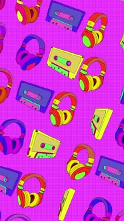 Neon Retro Music Pattern Vertical Animation