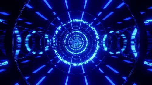 Awesome Neon Blue Circles Vj Loop Tunnel Animation