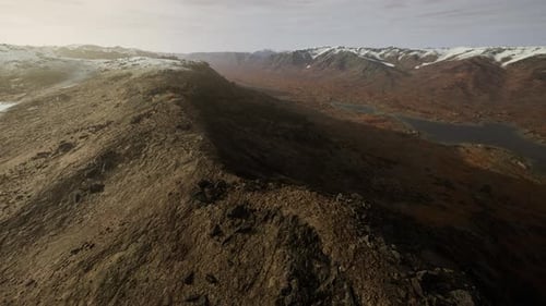 Aerial View of Fjord in Cold Winter Weather