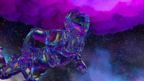 Diamond Astronaut Floats in Outer Space