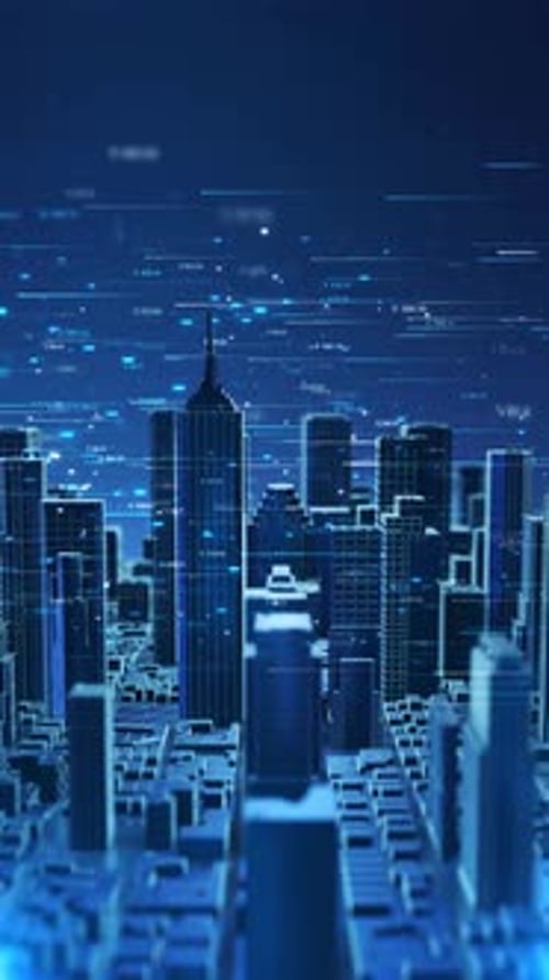 Modern Digital Smart City Cityscape Skyline Global Networking Cyberspace Big City Futuristic