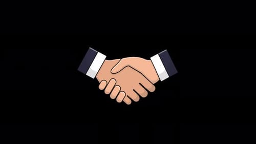 Animated Flat Design Handshake Icon for Business Agreement
