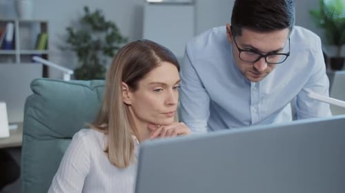 Footage of Caucasian Business People Working in Modern Office and Using Computer Wearing Formal