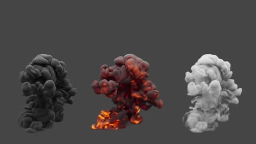 Set of three types of fire explosions. File contains Alpha Channel.
