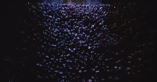 Aerial Top Down Shot Of Party Crowd