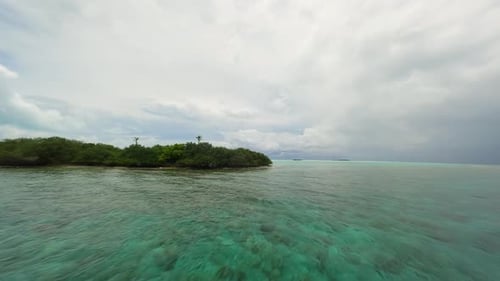 Maldives Small Green Island in the Ocean Fpv Drone Video