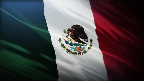 Waving Mexican Flag Realistic Animation