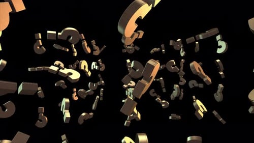 Question Marks Floating In The Sky Alpha Channel 4K V02
