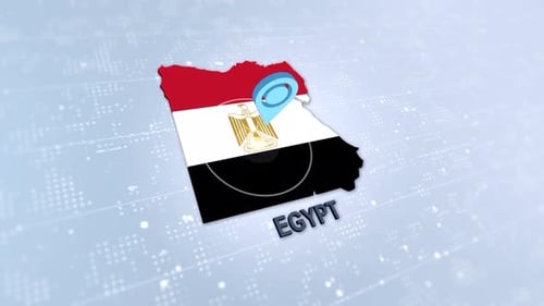 Animated Map of Egypt with Flag and Location Pin