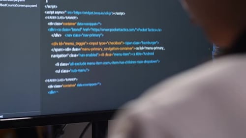 Close Up Of Desktop Computer's Monitor Showing Script Creating Software Engineer Developing App