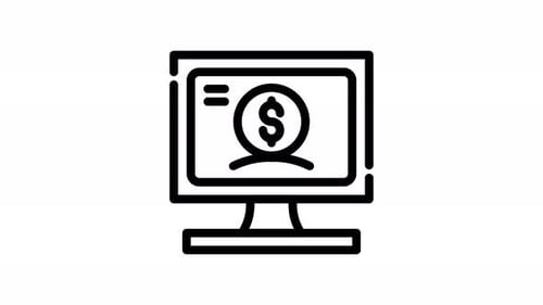 Animated Flat Design Monitor with Dollar Sign Icon
