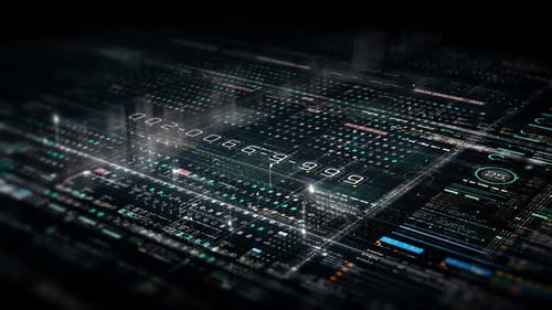 Futuristic Data Matrix Simulation HUD Screen 09