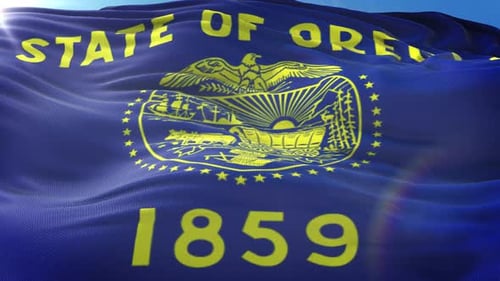 Zoom In Realistic Flag Of Oregon 4K