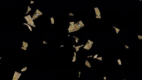 Money rain. CAD one hundred money banknotes falling