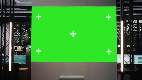 Empty Boardroom in a Global Enterprise Shows Chroma Key Projections