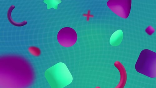 Colorful Abstract 3D Geometric Shapes Floating Seamless Loop Background