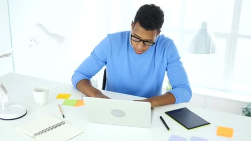 Working On Laptop in Office Creative Freelancer Designer