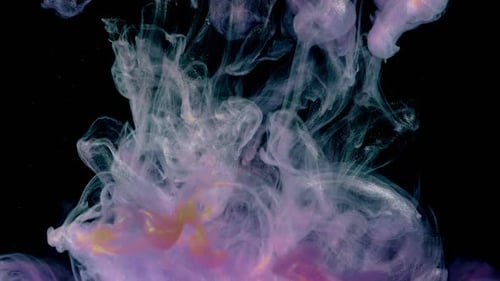 Ethereal Colored Inks Flowing in Dark Space