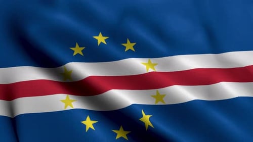 Realistic Cape Verde Flag Waving Loop Animation