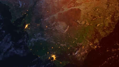 Australia From Space At Sunrise. Oceania From Space Orbit. Blue Planet Earth. Globe