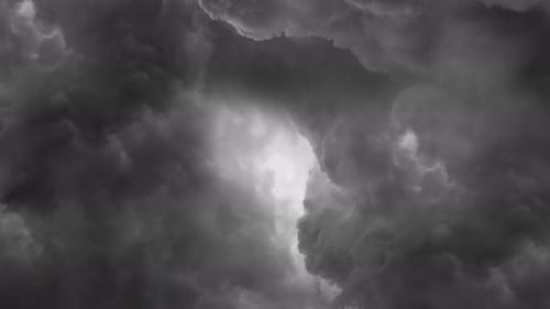 flew into a storm of clouds and flashes of lightning