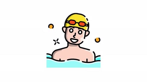 Animated Flat Design Swimmer Icon