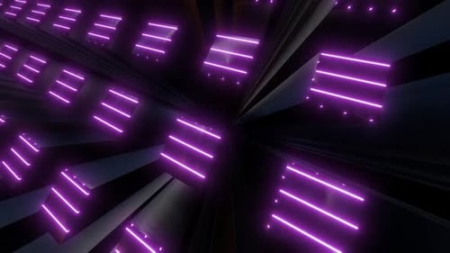 Futuristic Purple Neon Grid Tunnel Loop Background