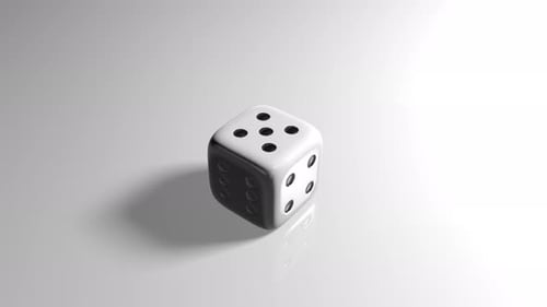 3D Dice Rolling e cai com o número 5 cinco