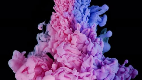 Pink and Blue Ink Swirling Abstractly