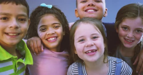 Smiling Children Grouped Together