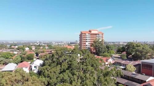 Australia - Suburban high rise in Perth Western Australia. Drone Shot