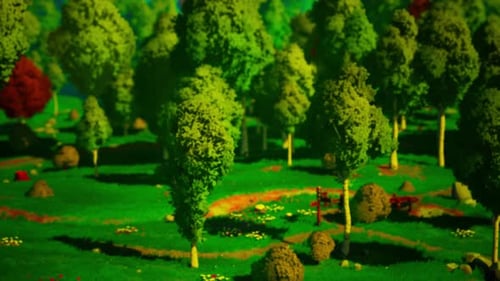 Cartoon Landscape with Hills and Forest