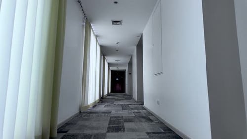 Hotel Corridor Perspective With Room Numbers And Window Blinds Interior Design