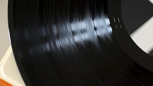 Black Vinyl Record Spinning Macro Shot