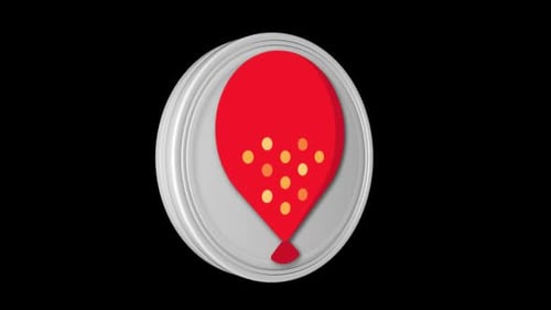 Animated Red Party Balloon Icon with Golden Dots