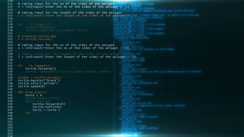 3D-Programmcode im virtuellen Raum verschoben Datenflussanimation IT-Softwareentwicklung