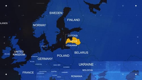 Digital World Map Zoom and Country Highlight Animation