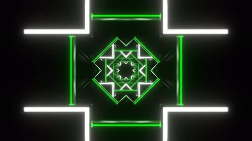 Green And White Neon Abstract Shape Background Vj Loop In 4K